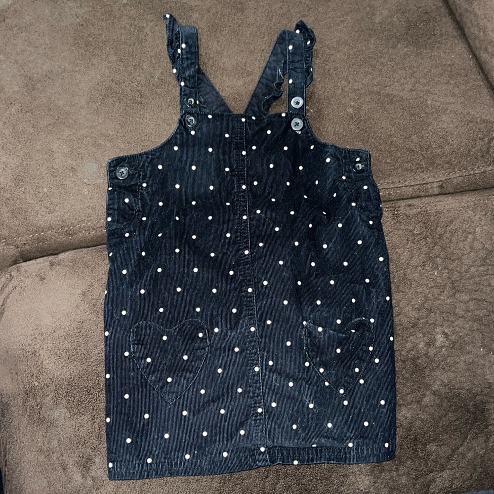 Black polka dot corduroy dress
